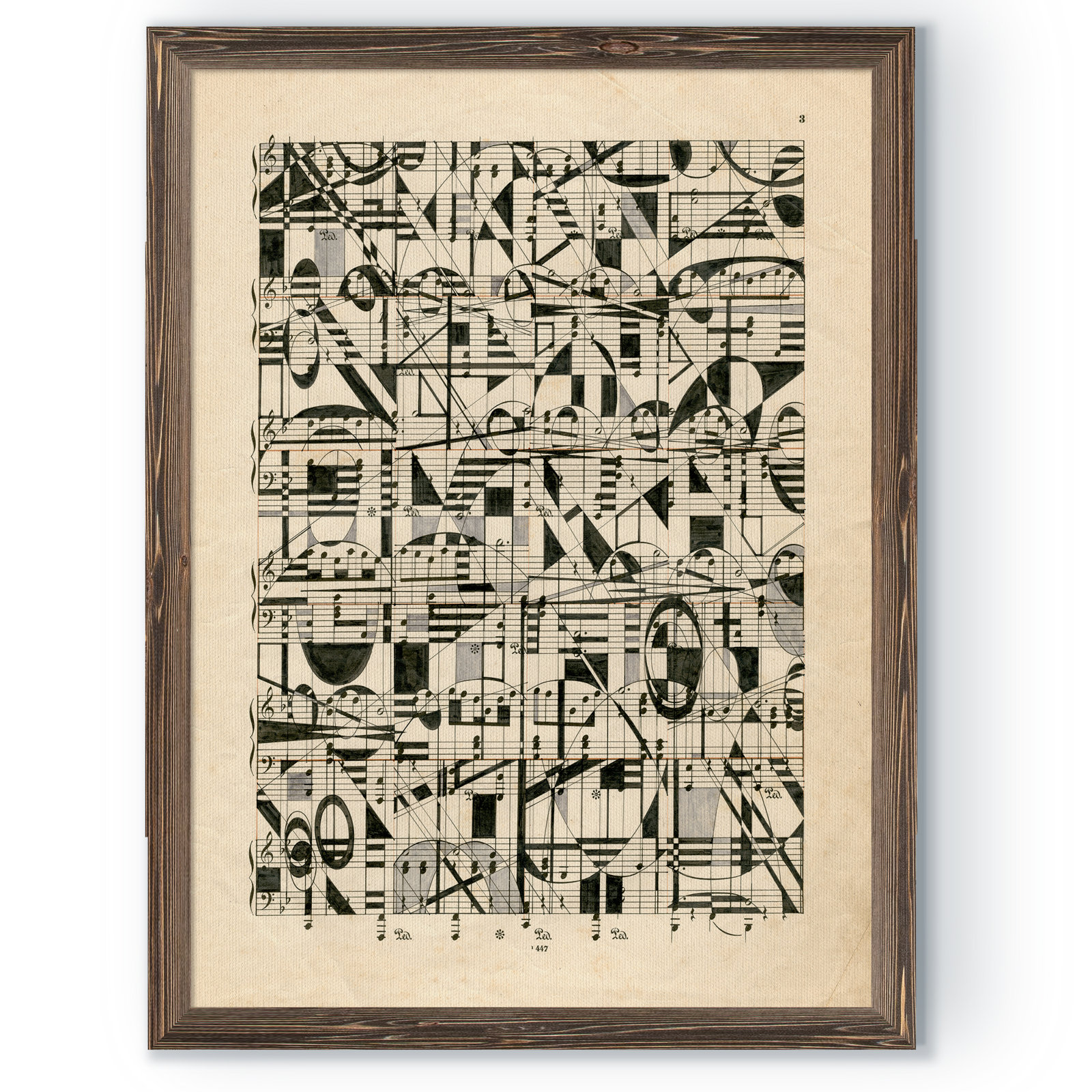 Graphic Notes by Paul Cezanne, 38" H x 28" W x 1.25" D, Espresso Framed Canvas