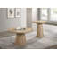 Table de bout ronde à piédestal unique de style contemporain avec structure en bois d'hévéa durable et finition chêne-1481376332