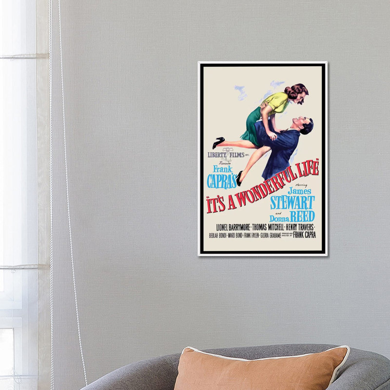 «It's a Wonderful Life» - Publicité imprimée, Aucun mat, H 26 po x l 18 po x 1,5 po, Toile blanche encadrée