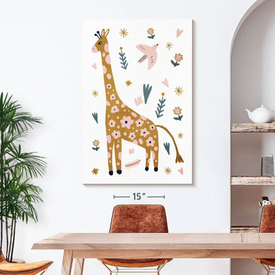 Adorable girafe scandinave sur toile