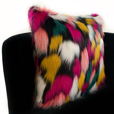 Coussin à imprimé animalier en fausse fourrure amazonienne Bird