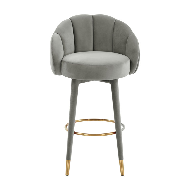 Lowther Myla Swivel Stool, Light Gray, Bar Stool (30.8” Seat Height)