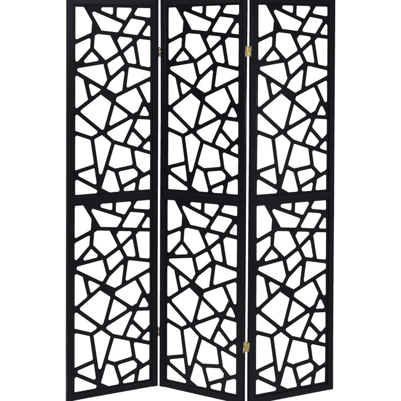 Paravent noir avec des détails de mosaïque intrigants pour la maison 3 détails artistiques