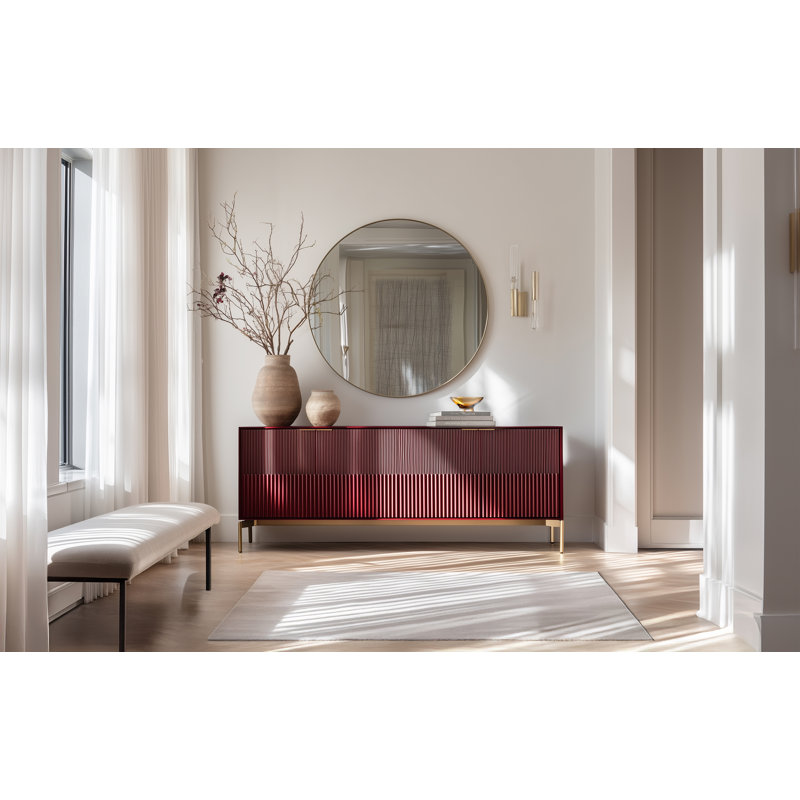 Zig 79.5'' W Credenza, Merlot/Brushed Brass