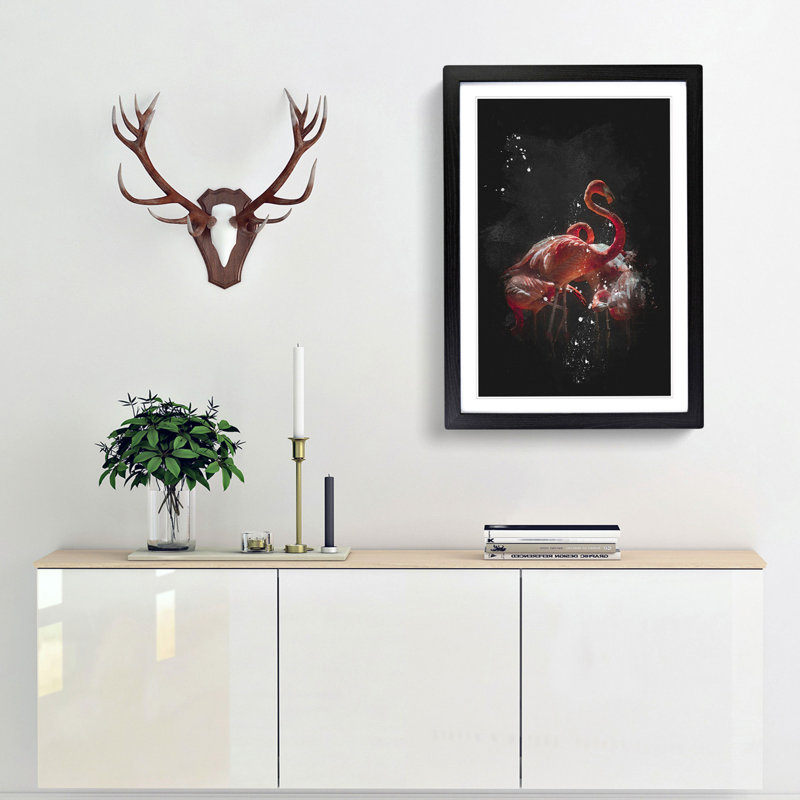 Pink Flamingos - Picture Frame Graphic Art Print, Black Framed, 63cm H x 45cm W x 2cm D