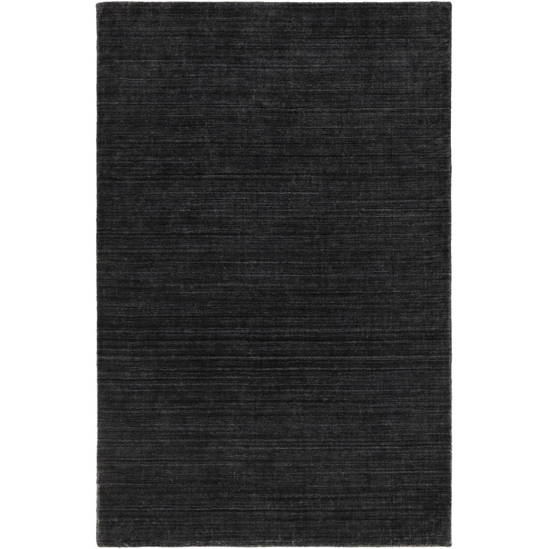 Tapis touffeté noir / gris fabriqué à la main Munana, Rectangle 4 pi x 6 pi