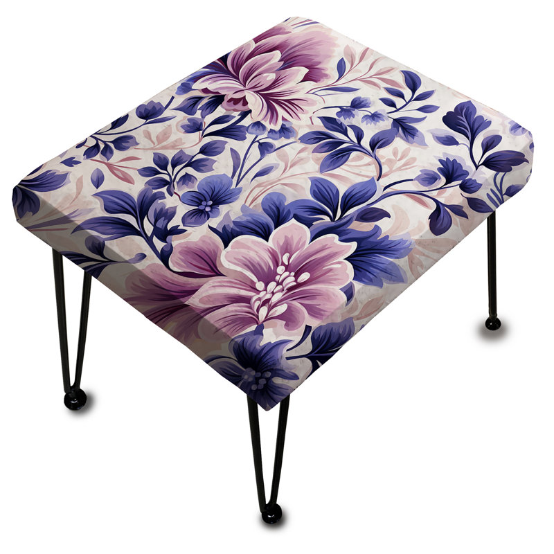 Moroccan Damask Poppies Intrigue - Repose-pieds rectangulaire damassé