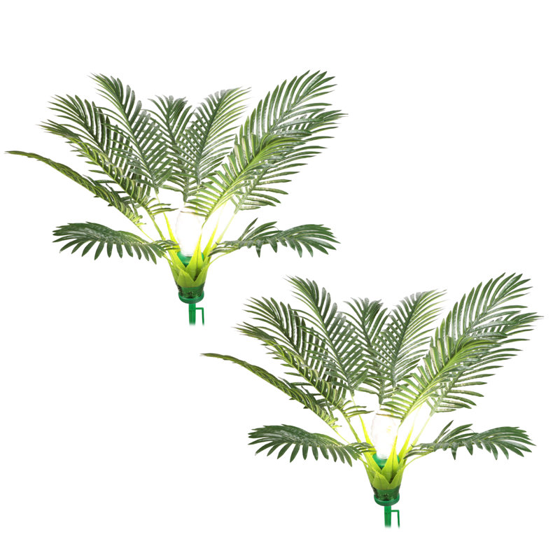 Paquet de 2 lumières de palmier solaire à fiche de terre