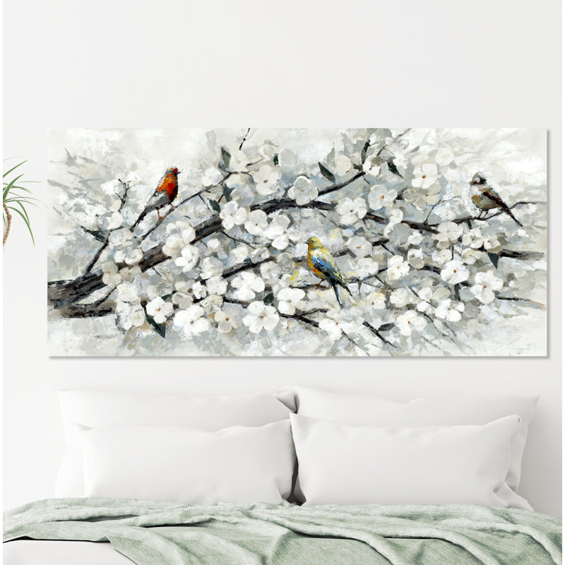 " White Blossom With Birds "