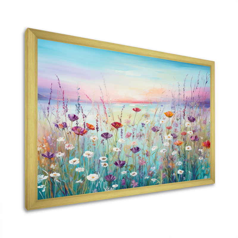 Fleurs sauvages Meadows II sur toile, H 12 po x l 20 po x P 1 po, Cadre doré simple