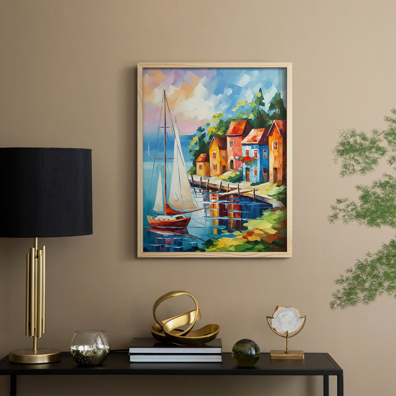 NAUTICAL Series DLVI, reproduction encadrée - bois massif, H 21 po x l 17 po, Naturel