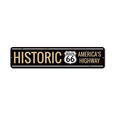 Enseigne en aluminium sur mesure "Route 66 historique" en Amérique historique