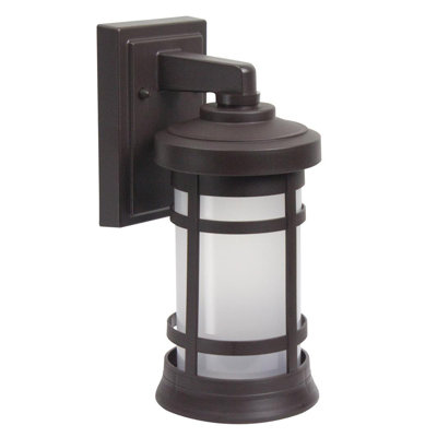 Solus Artisan Small Cylinder Wall Mount Security Lantern with Frosted Lens, Dusk-to-Dawn Sensor & Motion Sensor