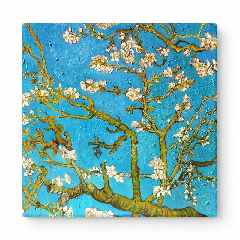 Fleurs d'amandier (1890) - art mural carré sur toile, 12" W x 12" H