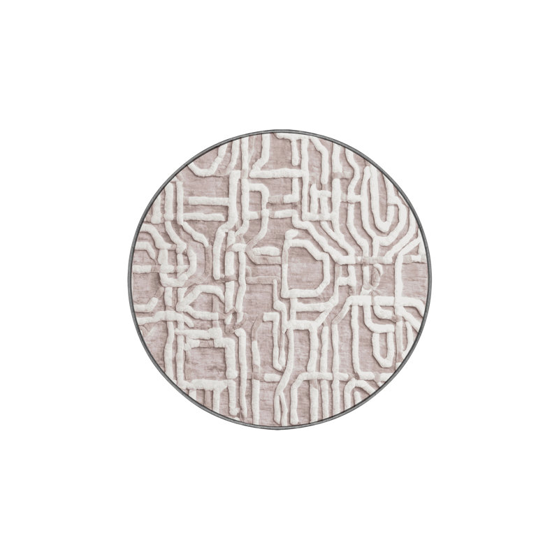 Machine Washable Gray Area Rug, Round 4'