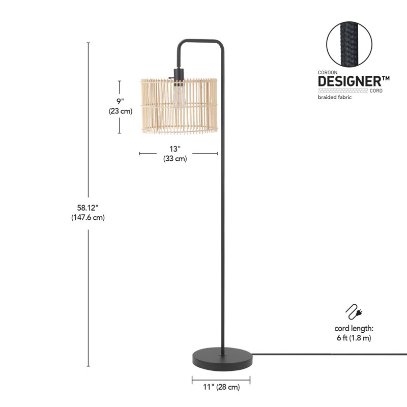 Lentini 58.13'' Matte Black Floor Lamp