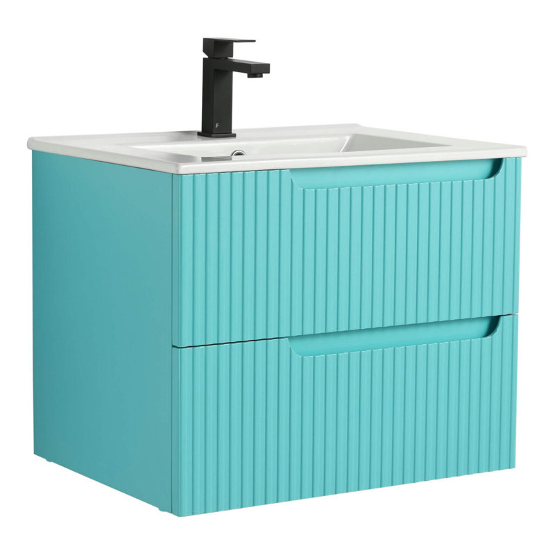 Meuble-lavabo moderne avec façades de tiroirs Citiscape, Bleu Tiffany