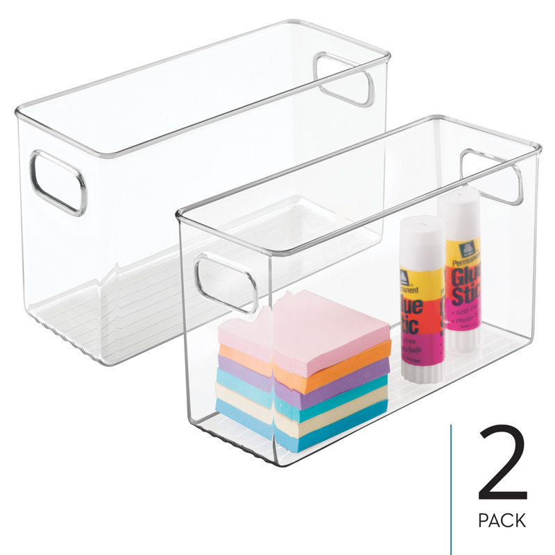 iDesign Set of 2 Cube Storage Bins with Handles for Pantry  - Clear, 3.27