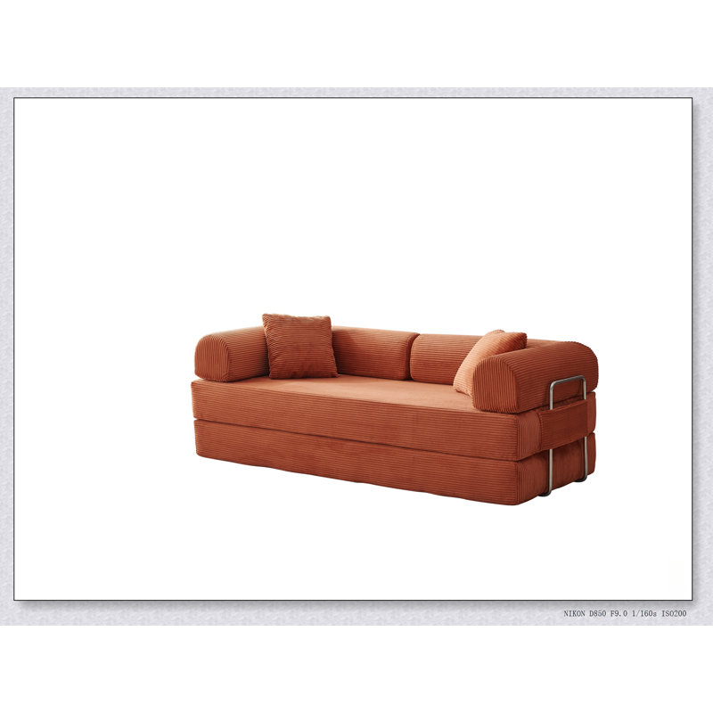 Canapé-lit convertible de 200 cm (78,8 pouces) avec coussin, dossier et accoudoirs, idéal pour le salon et la chambre.