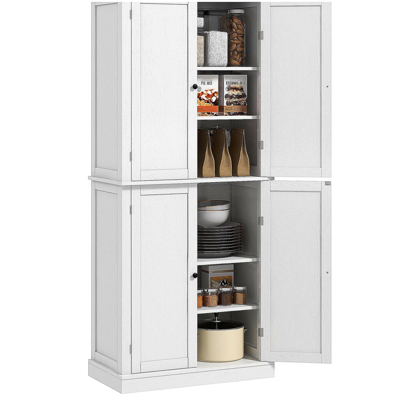 Garde-manger autoportant, armoire de rangement haute avec 4 portes et tablettes réglables