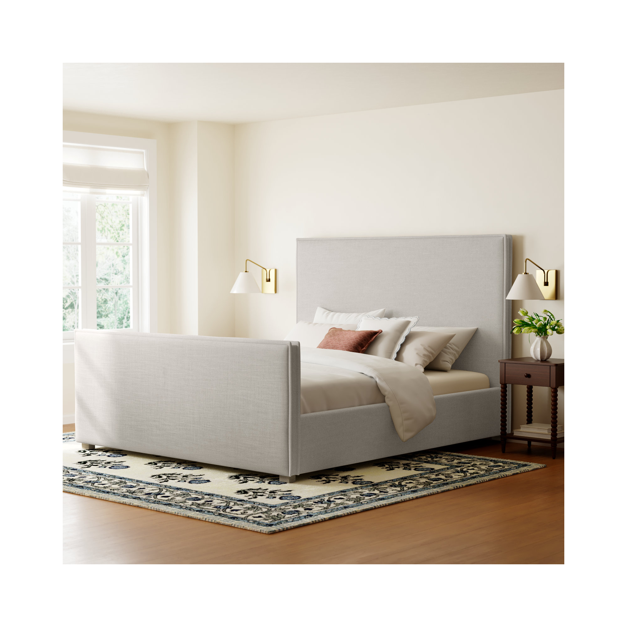Sawyer Upholstered Panel Bed, Queen, Greige