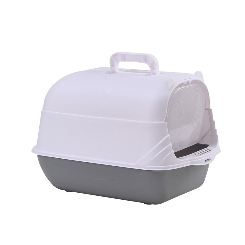 Polyethylene Plastic Litter Box with Scoop, Grey