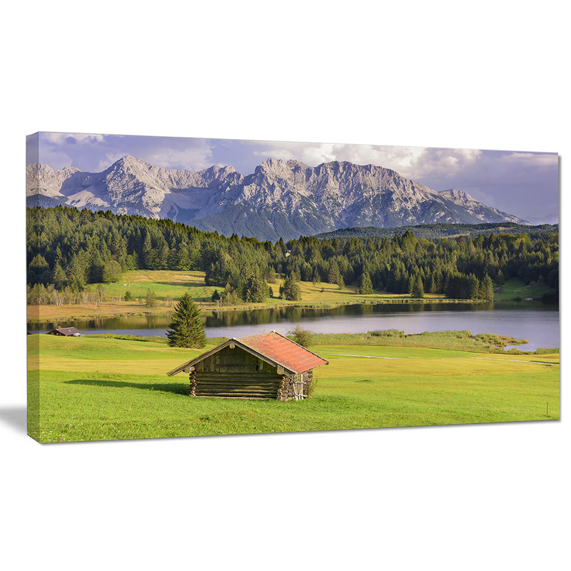« bavière avec montagnes et lake », reproduction de photo sur toile tendue, H 16 po x l 32 po x P 1 po