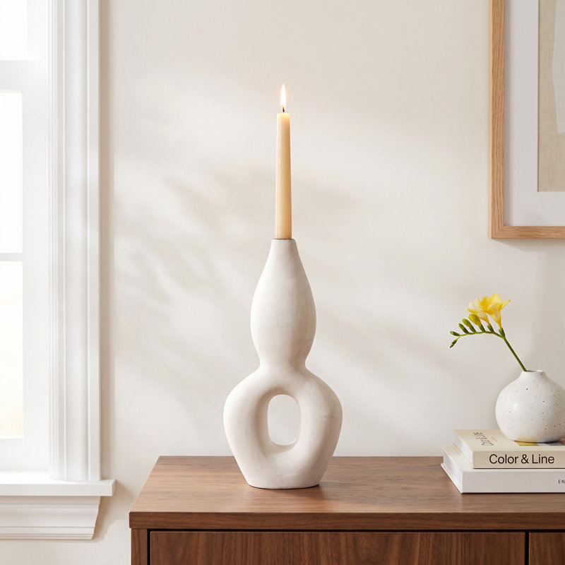 13.75'' H Concrete / Cement Tabletop Candlestick