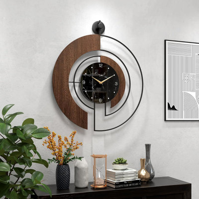 Modern Walnut Marble Dial Wall Clock