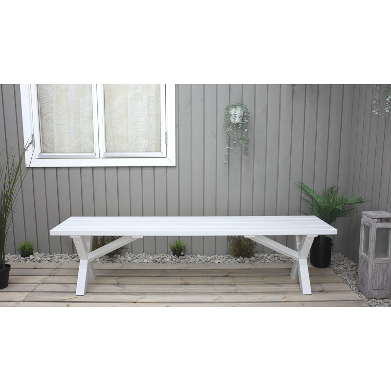 Edgerton Solid Wood Pine Outdoor Bench, 44cm H x 180cm W x 39cm D, White