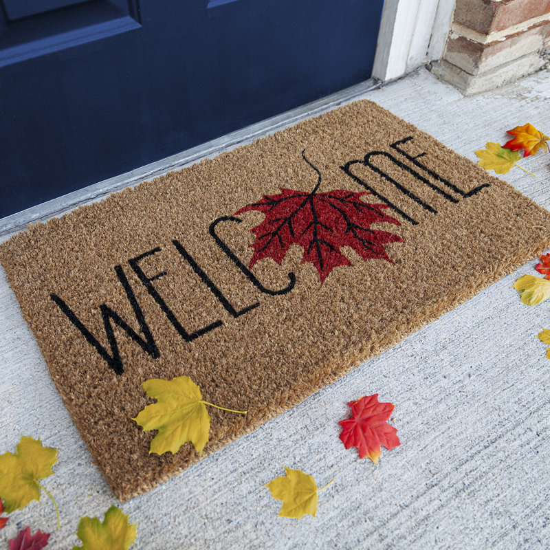 Maple Welcome Handwoven Coconut Fiber Doormat