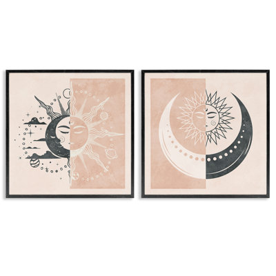  «Boho Two Tone Moon Sun», ensemble de 2 estampes numériques par Nina Blue