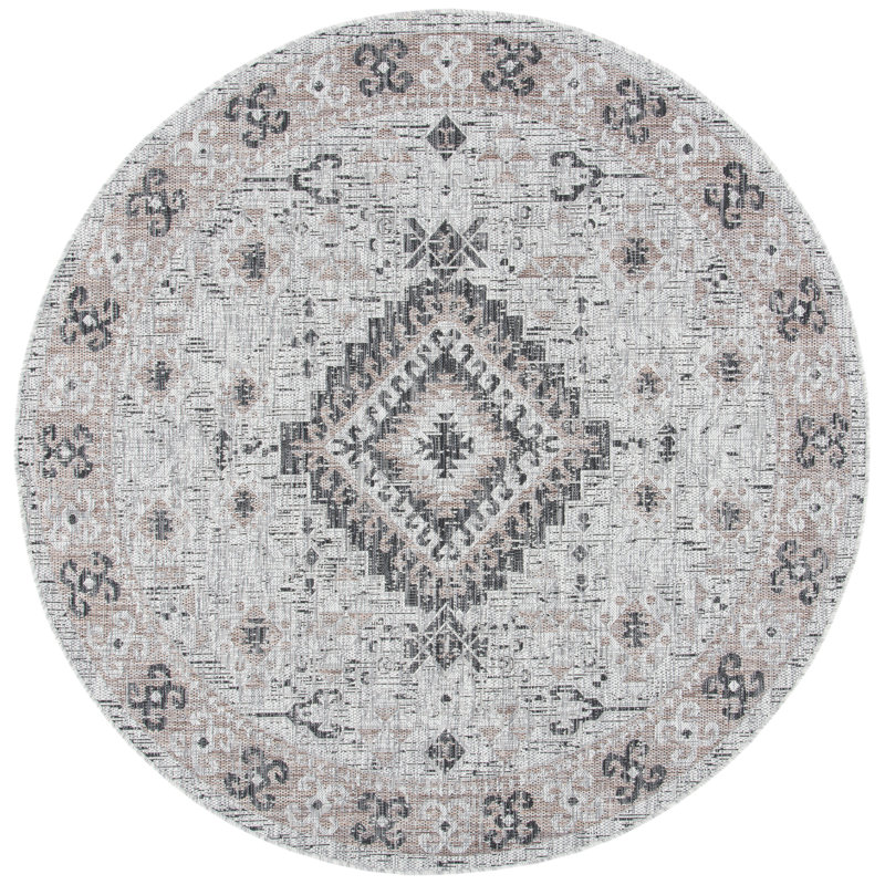 Ginsberg Performance Oriental Indoor/Outdoor Area Rug, Round 6'7"