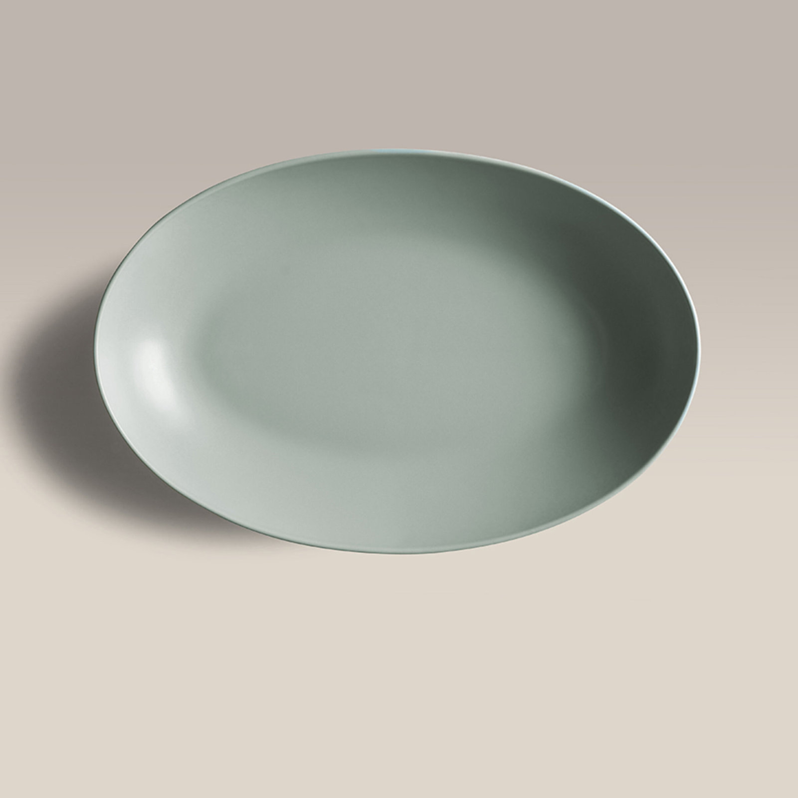 Ceramic Low Oval Serving Bowl, Green