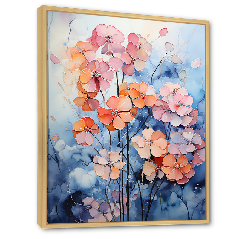 Hortensias bleus et mauves, Cadre naturel flottant, H 44 po x l 34 po x P 1,5 po