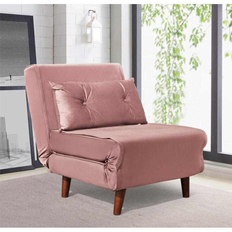 Minonk Velvet Convertible Chair, Pink