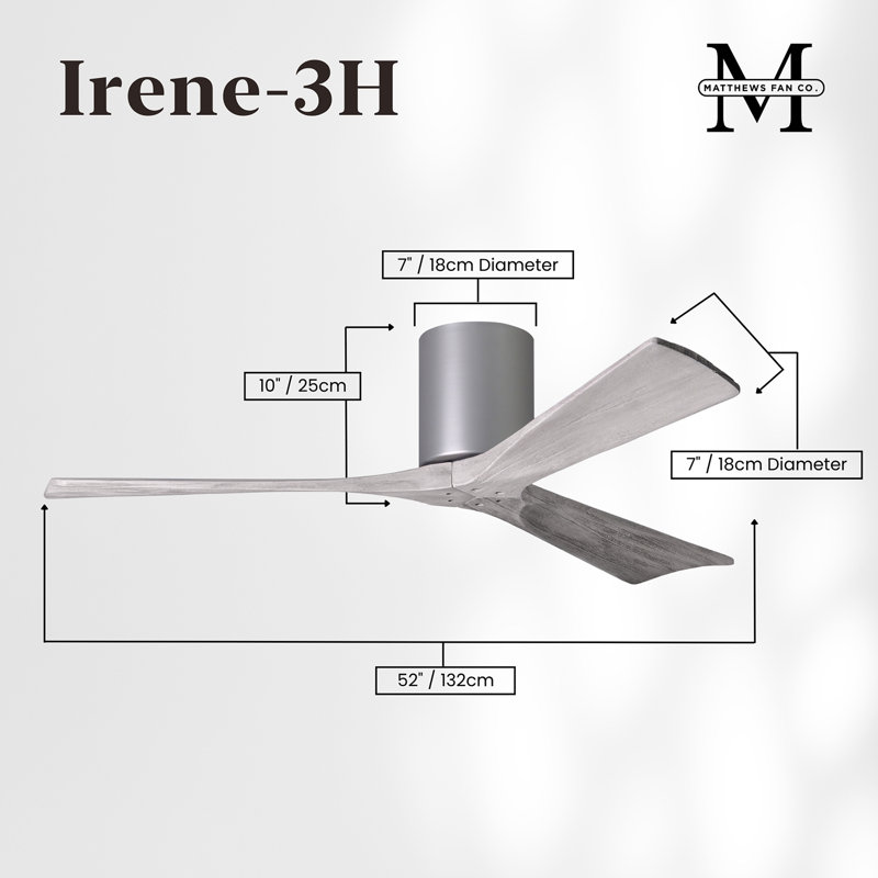 Ventilateur de plafond à 3 pales Olivier, Nickel brossé, Ton bois de grange, 52"