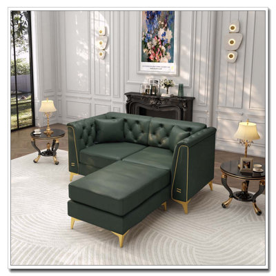 Canapé Chesterfield modulaire 1 place léger avec pieds en similicuir et métal Light