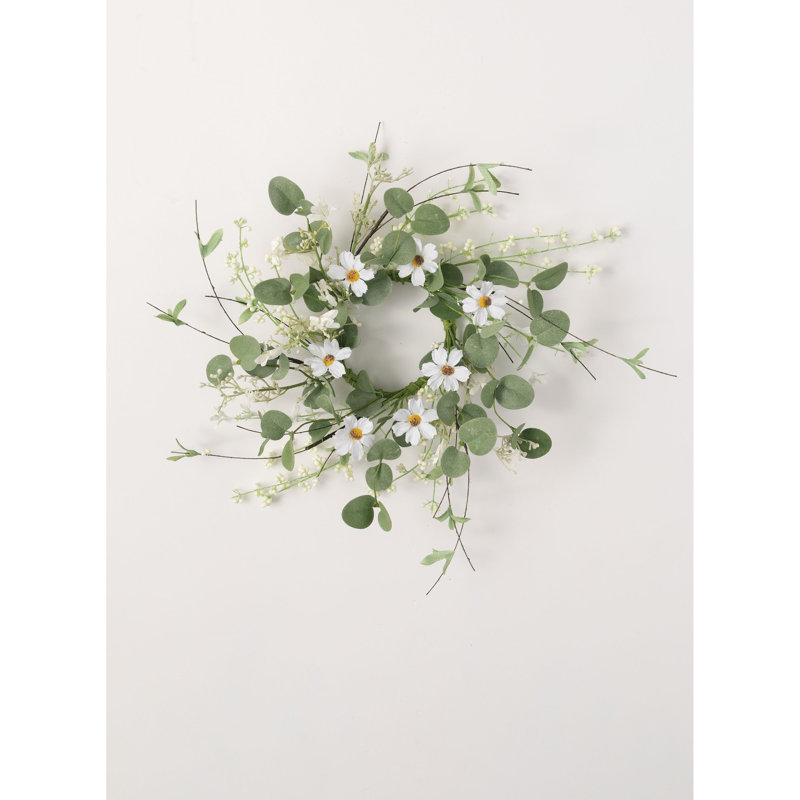 Couronne artificielle 18 'marguerite et eucalyptus 18', H 18 po x l 18 po x P 4 po