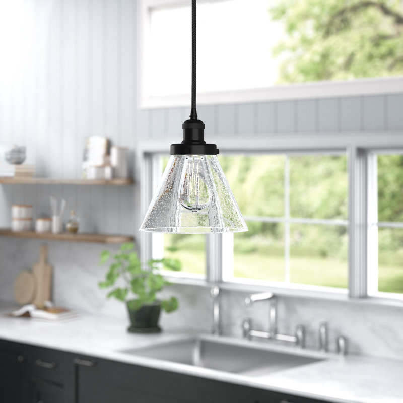 Mini-luminaire suspendu à cordon 1 lumière 8 po Ballston Urban Cone, Grainé, Noir mat, Ampoule non incluse