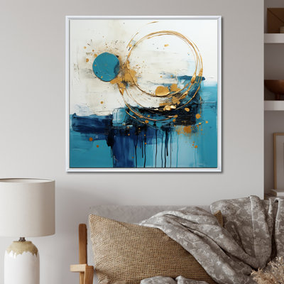 Céleste délice abstrait en turquoise et or I - reproduction d'art sur toile