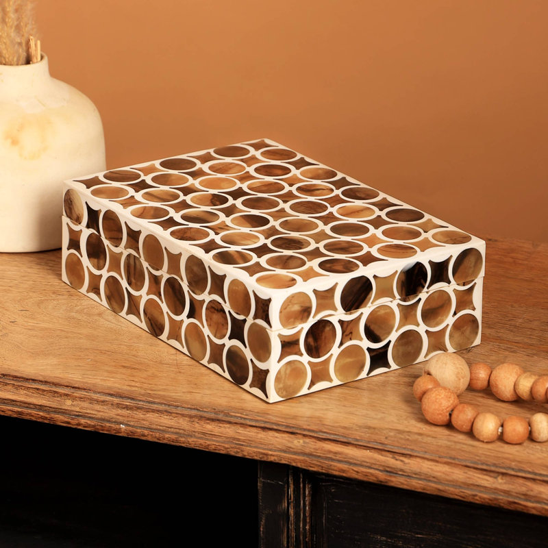 Boîte décorative | Boîte de rangement en bois Ringlet | 10 x 7 x 3 po