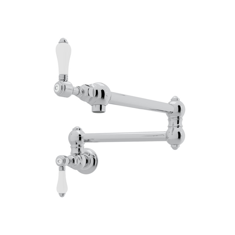 Country Pot Filler, Polished Chrome, Porcelain Levers