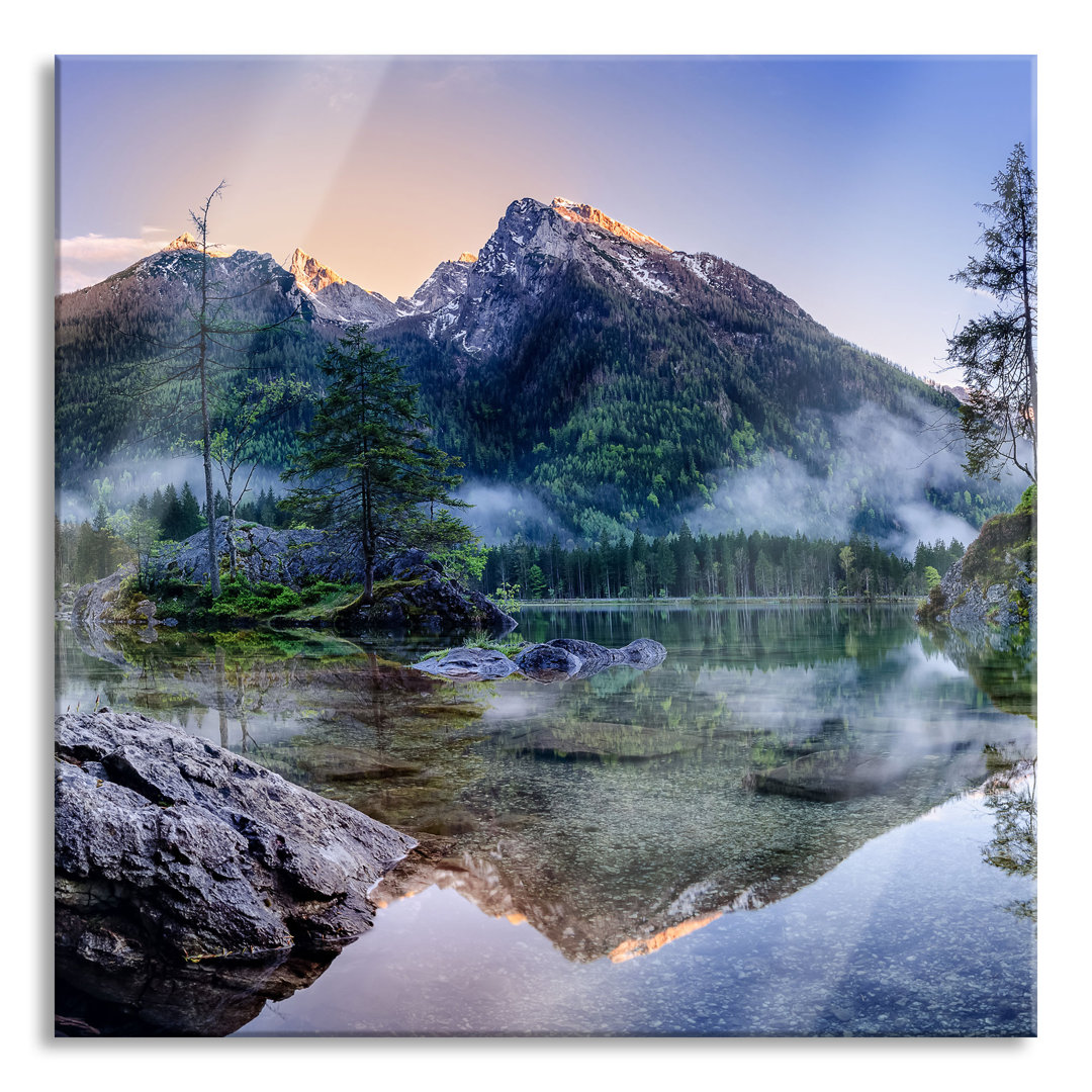 Glasbild Sonnenaufgang am Hintersee