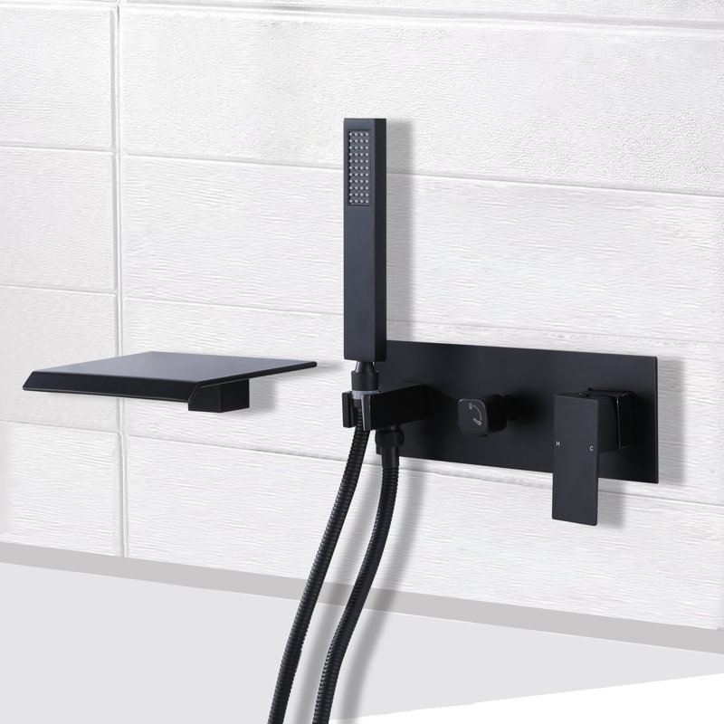 1 Handle Wall Roman Tub Faucet with Diverter, Matte Black