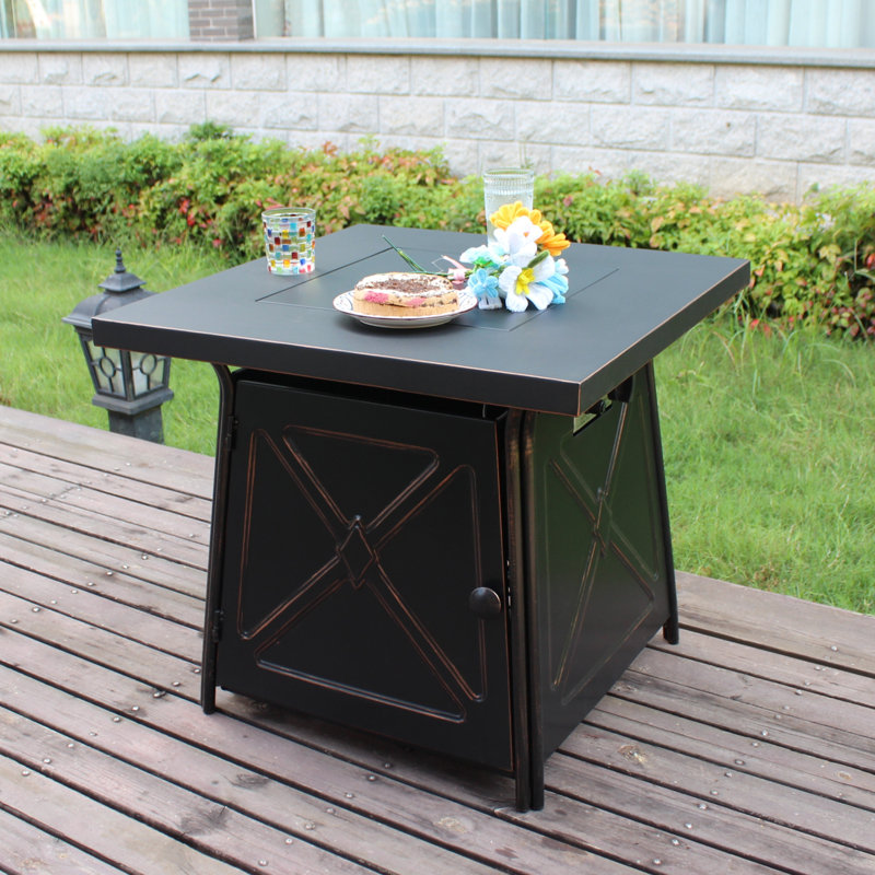 28 Inch Propane Fire Pit Table with Lid