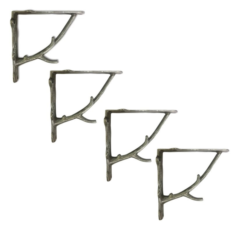 Branch Wall Shelf Bracket, Antique Metal