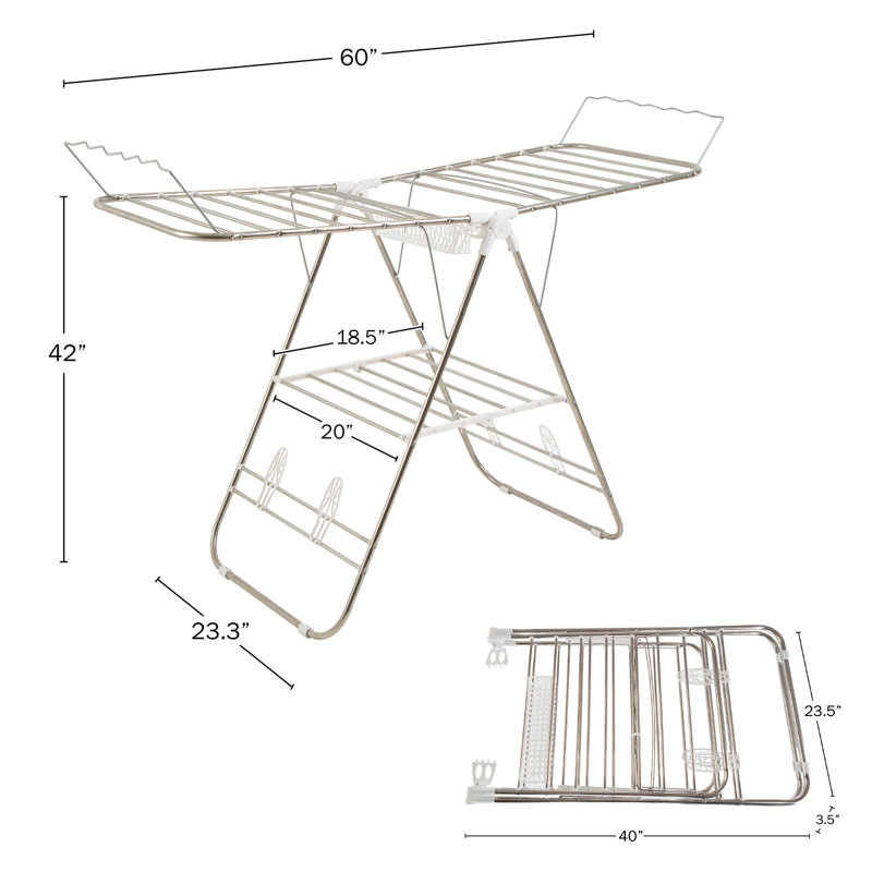Silver Foldable Stainless Steel Indoor/Outdoor Drying Rack