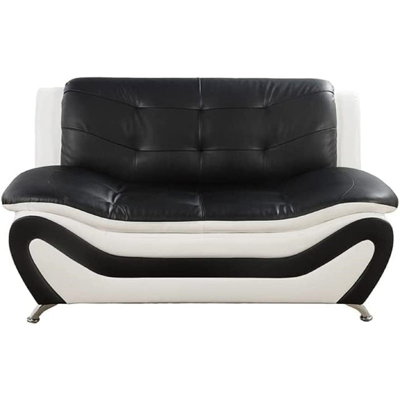 Horence 60'' Faux Leather Loveseat, Black/White