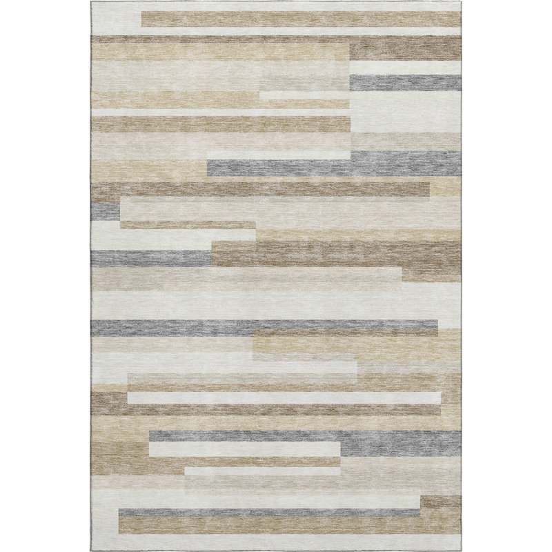 Premium Machine Washable Prisco Ivory Rug, Rectangle 3' x 5'